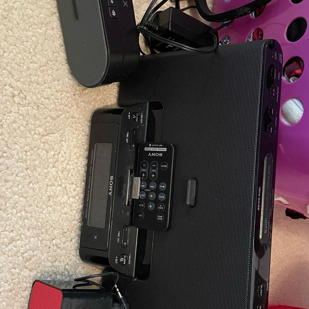 Electronics: Sony, Nikon, and HMDX speakers and camera. Good condition